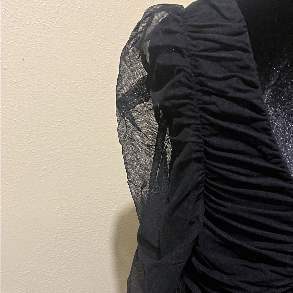 Sheer Overlay Ruched Dress - Picture 6 of 9
